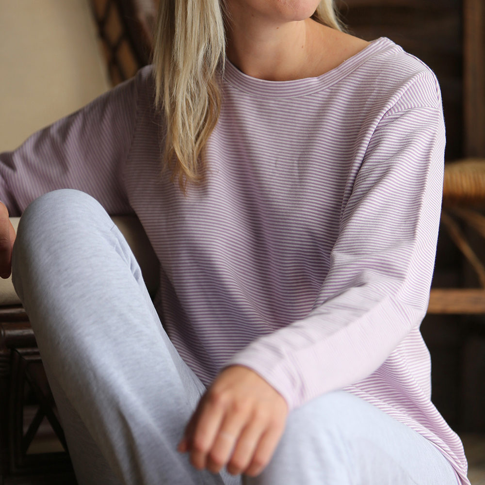 Lilac/White Stripe Crew