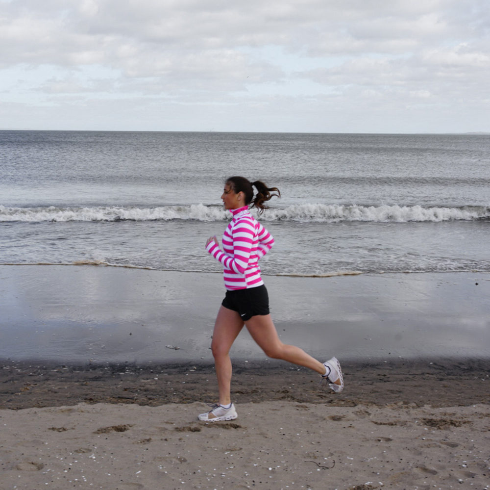 Pink & White Striped Technical Half Zip