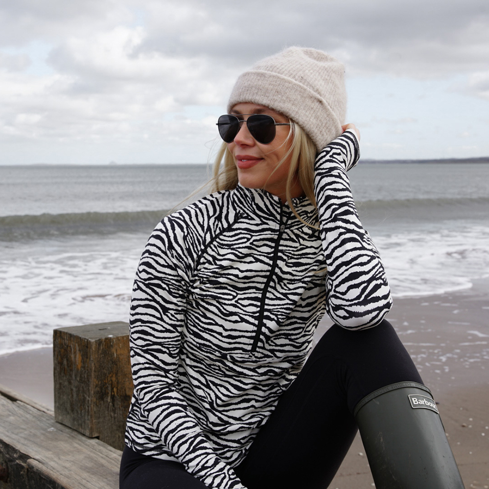 Zebra Print Technical Half Zip