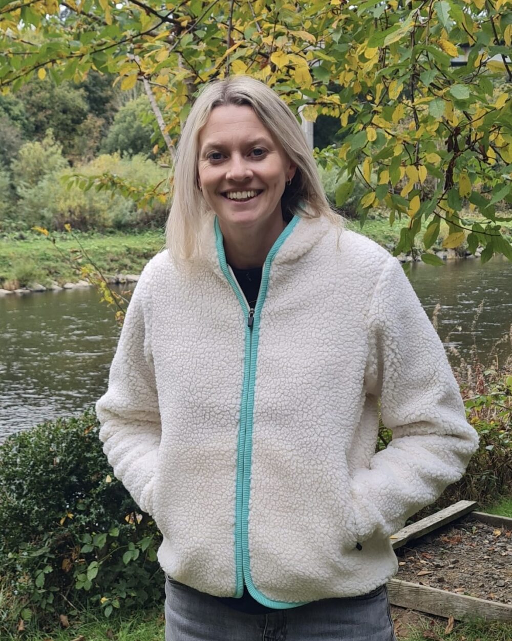 Cream/Aqua Sherpa "Everyday Fleece"